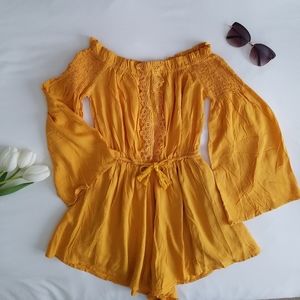 Mustard yellow bohemian style romper